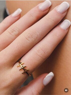 444 Angel Numbers Accent Ring - Size 7- Gold Plated Four four four